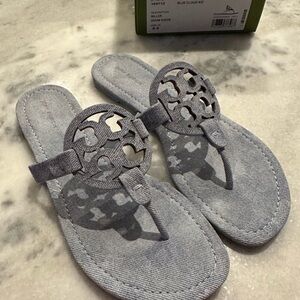 💯% Authentic Tory Burch Light Denim Sandals